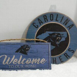 Carolina Panthers NFL Signs Man Cave Sports Room (Set of 2) Black and Blue